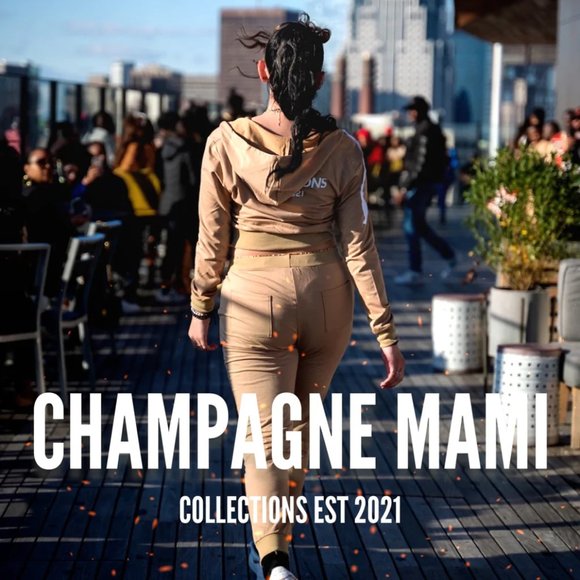 Juicy CHAMPAGNE MAMI Reflective Drawstring Pocket Detail Hoodie & Sweatpants Set - Picture 1 of 3